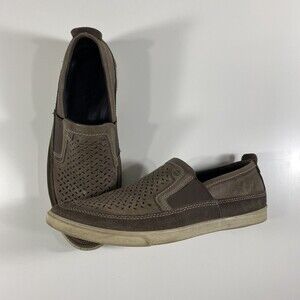 Ecco Shoes Mens 42 US 8/8.5 Collin Brown Slip On Leather‎ Perforated Casual